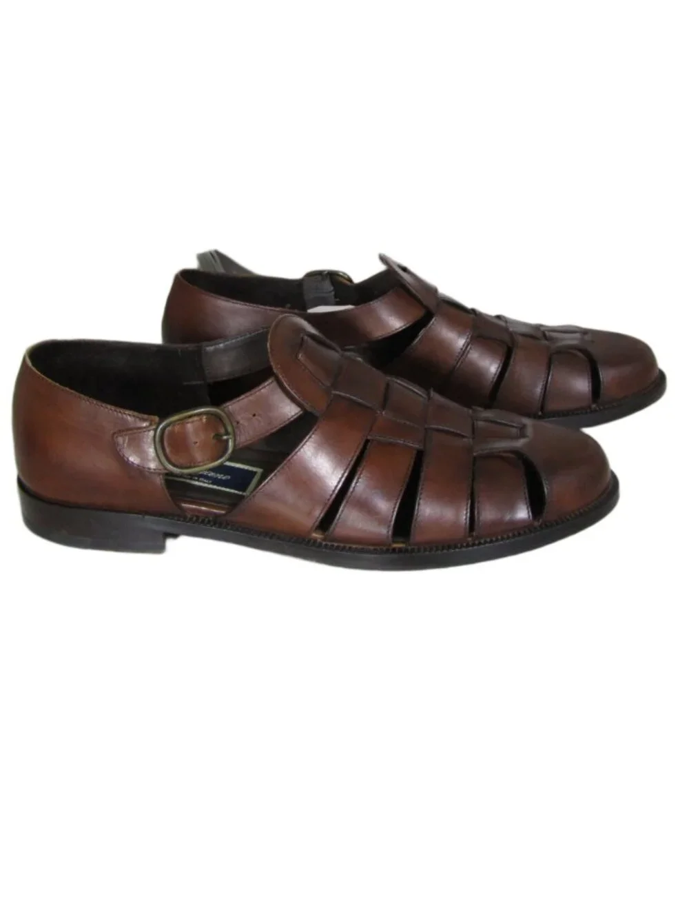 BRAGANO Men Fisherman Loafer Woven Leather English Calf Brown Italy Shoes  9 M